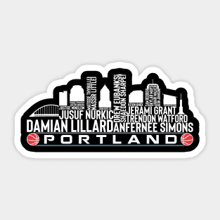 Portland Basketball Team 23 Player Roster, Portland City Skyline Sticker